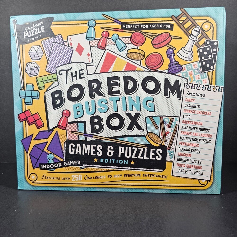 NIB Boredom Busting Box Children's Games and Puzzles Indoor Box, 250 Challenges